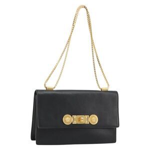 Versace Medusa Flap Chain Leather Black Leather Shoulder Bag Bag